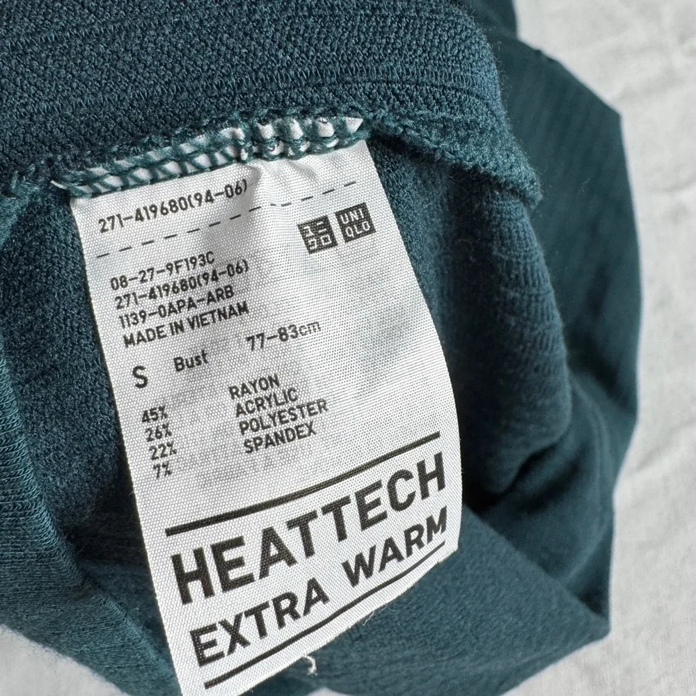 Uniqlo Heattech Extra Warm Ribbed Turtleneck T-shirt Teal Womens‎ Size Small